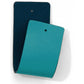 Brighton leather swatches in navy and turquoise with pebbled texture and small punched holes on a white background