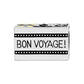 Brighton silver-plated rectangular charm with Bon Voyage text and black dotted border details on a white background