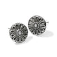 Brighton silver-plated stud earrings with round floral medallion design and center crystal accents on a white background
