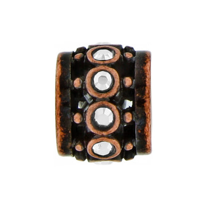 Brighton bead charm with copper-tone finish and row of round crystal accents around the band on a white background