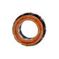 Brighton spacer charm bead with orange enamel center, dark metal detailing, and crystal accents on a white background
