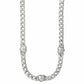 Brighton silver-plated curb chain necklace with three heart stations and crystal accents on a white background
