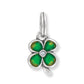 Brighton four-leaf clover charm with green enamel petals and a crystal center accent on a white background