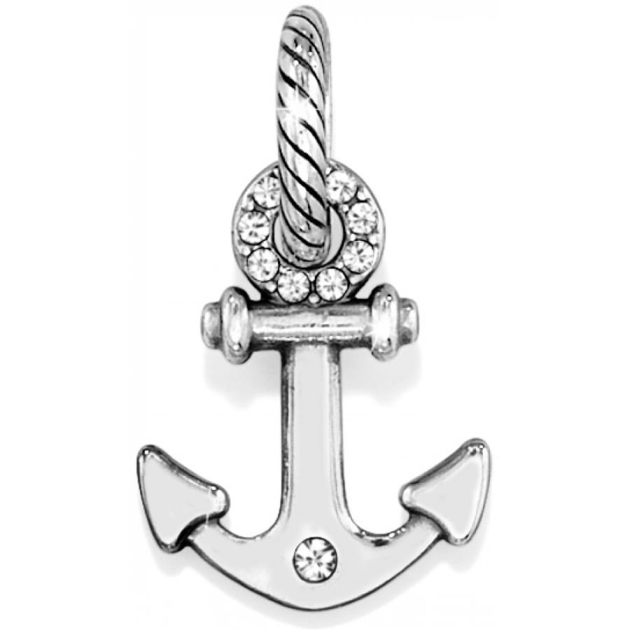 Brighton anchor charm with silver-plated rope detail and crystal accents on a white background