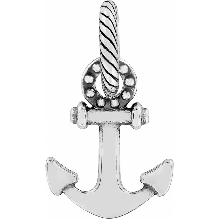 Brighton anchor charm with silver-plated finish, rope detail, and beaded ring accent on a white background
