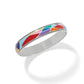 Brighton bangle bracelet with multicolor enamel geometric mosaic pattern and silver-plated finish on a white background