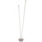 Brighton silver-plated necklace with multicolor enamel butterfly pendant and crystal accent on a white background