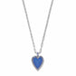 Brighton pendant necklace with blue enamel heart and silver-plated chain on a white background