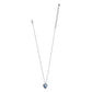 Brighton pendant necklace with blue enamel mosaic heart and silver-plated chain on a white background