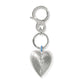 Brighton heart key fob with silver-plated finish, layered heart pendant, blue enamel accent, and clasp on a white background