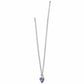 Brighton silver-plated curb chain necklace with colorful enamel mosaic heart pendant and toggle clasp on a white background