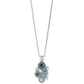 Brighton pendant necklace with blue and clear crystals in silver-plated bezel cluster setting on a white background
