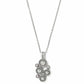 Brighton pendant necklace with silver-plated cluster of hammered circles and crystal accents on a white background
