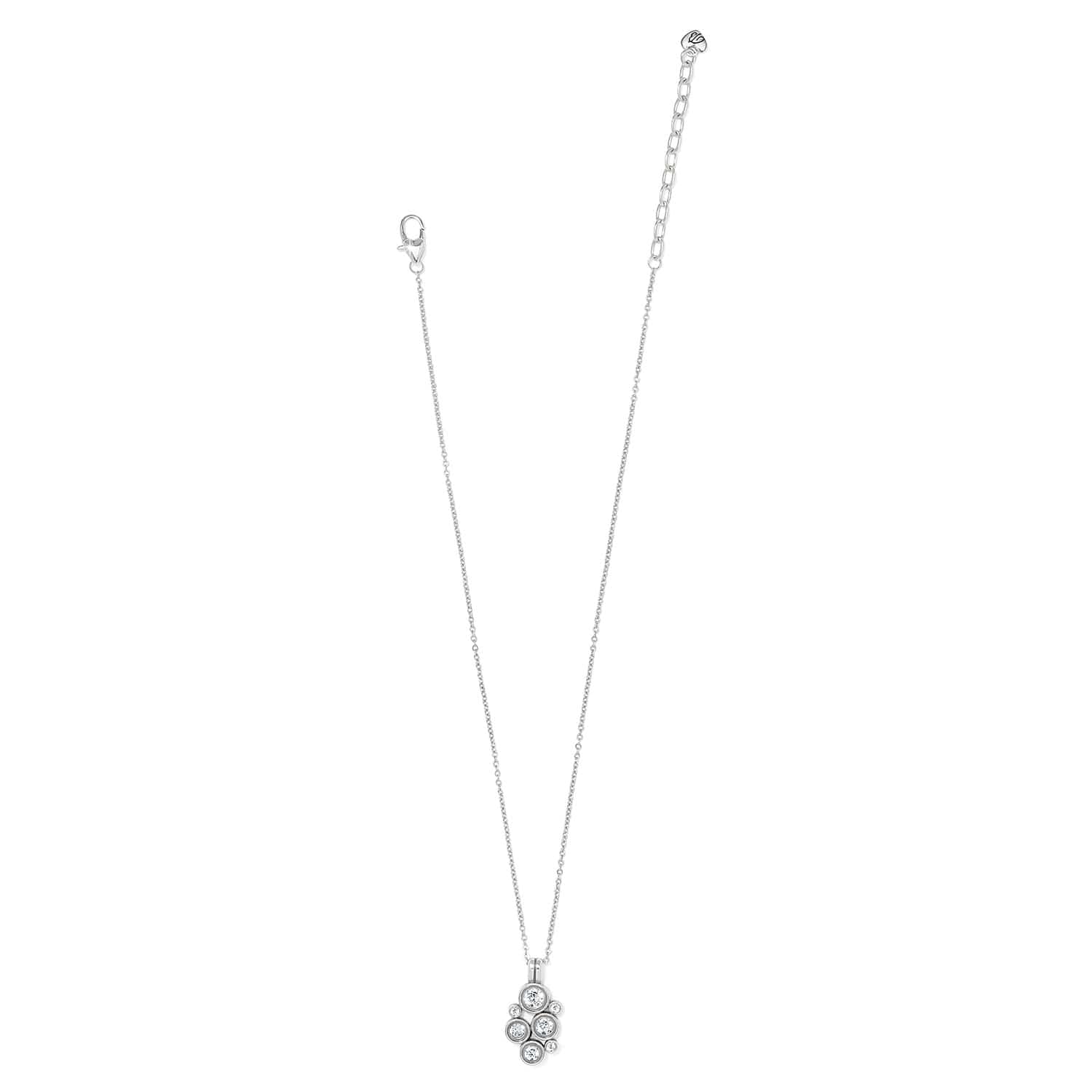 Brighton silver-plated pendant necklace with cluster of crystals and lobster clasp on a white background