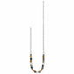 Brighton beaded necklace with multicolor stones, glass pearls, and silver-plated chain and accents on a white background