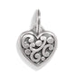 Brighton heart charm with silver-tone scroll and dot openwork design and split ring on a white background
