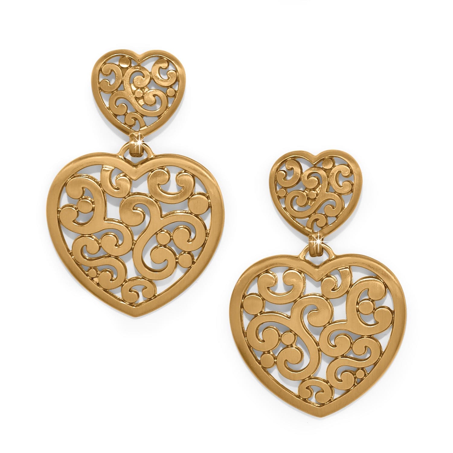 Contempo Heart Double Post Drop Earrings gold 1