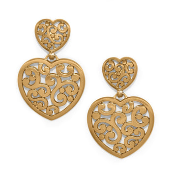 Contempo Heart Double Post Drop Earrings