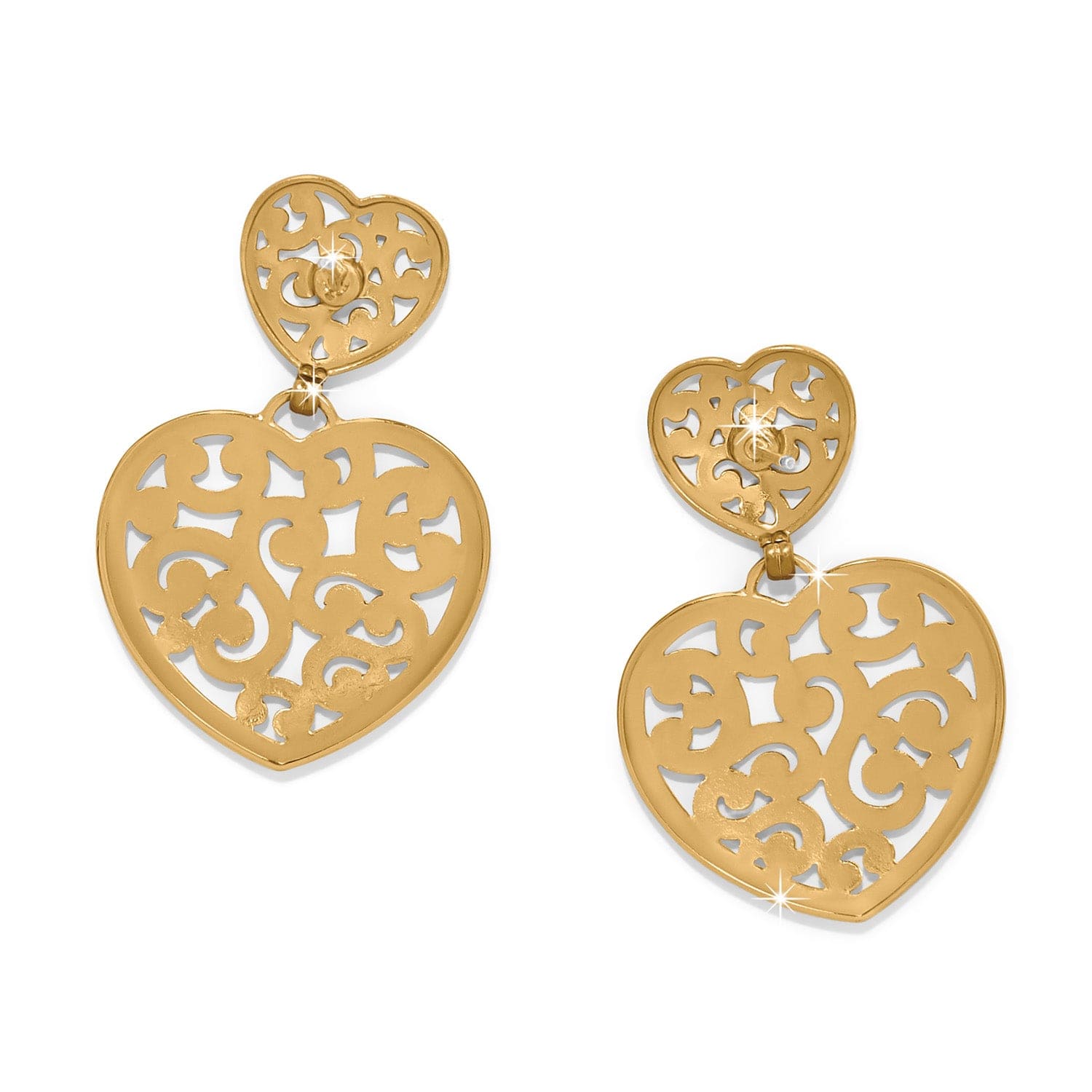 Contempo Heart Double Post Drop Earrings gold 2