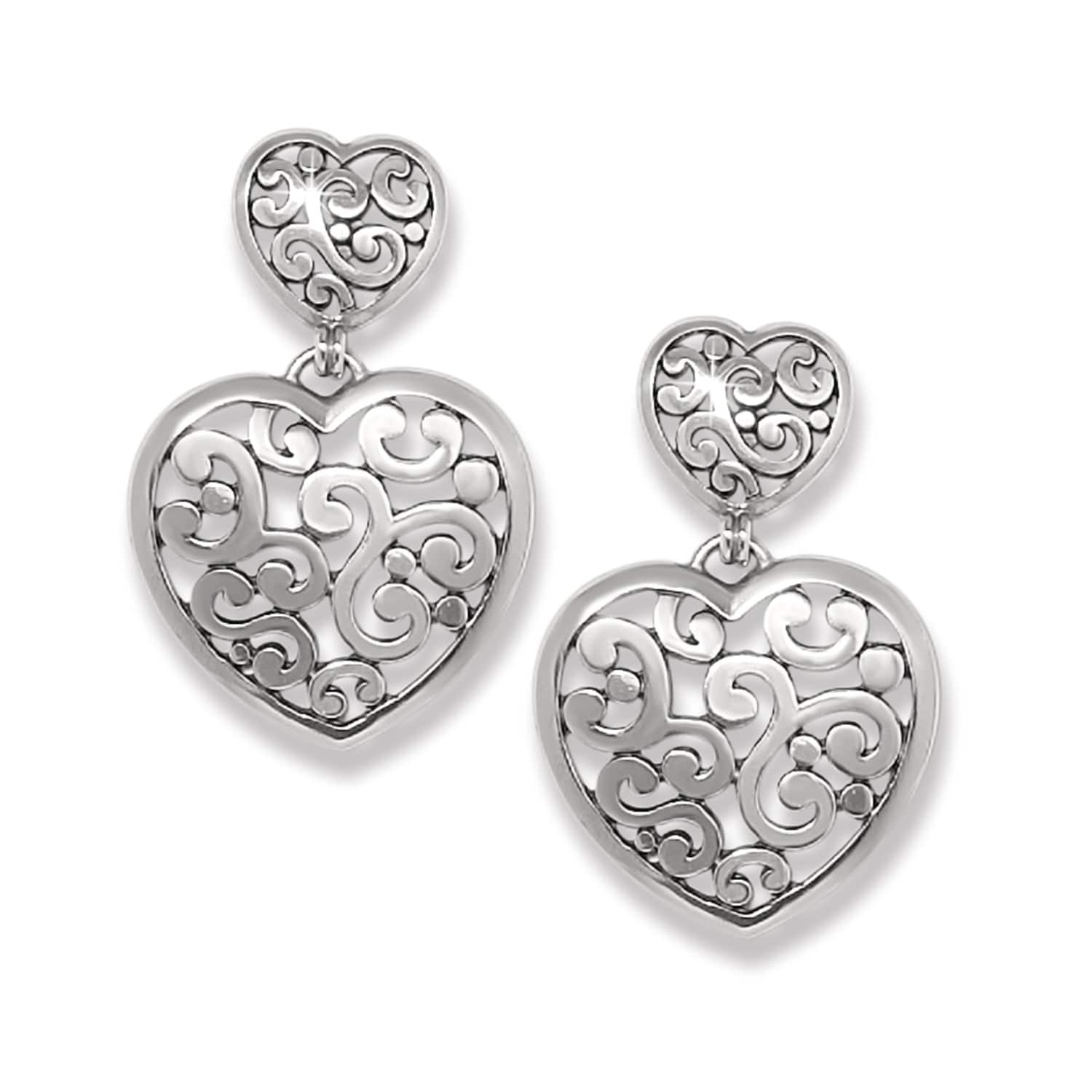 Contempo Heart Double Post Drop Earrings silver 3