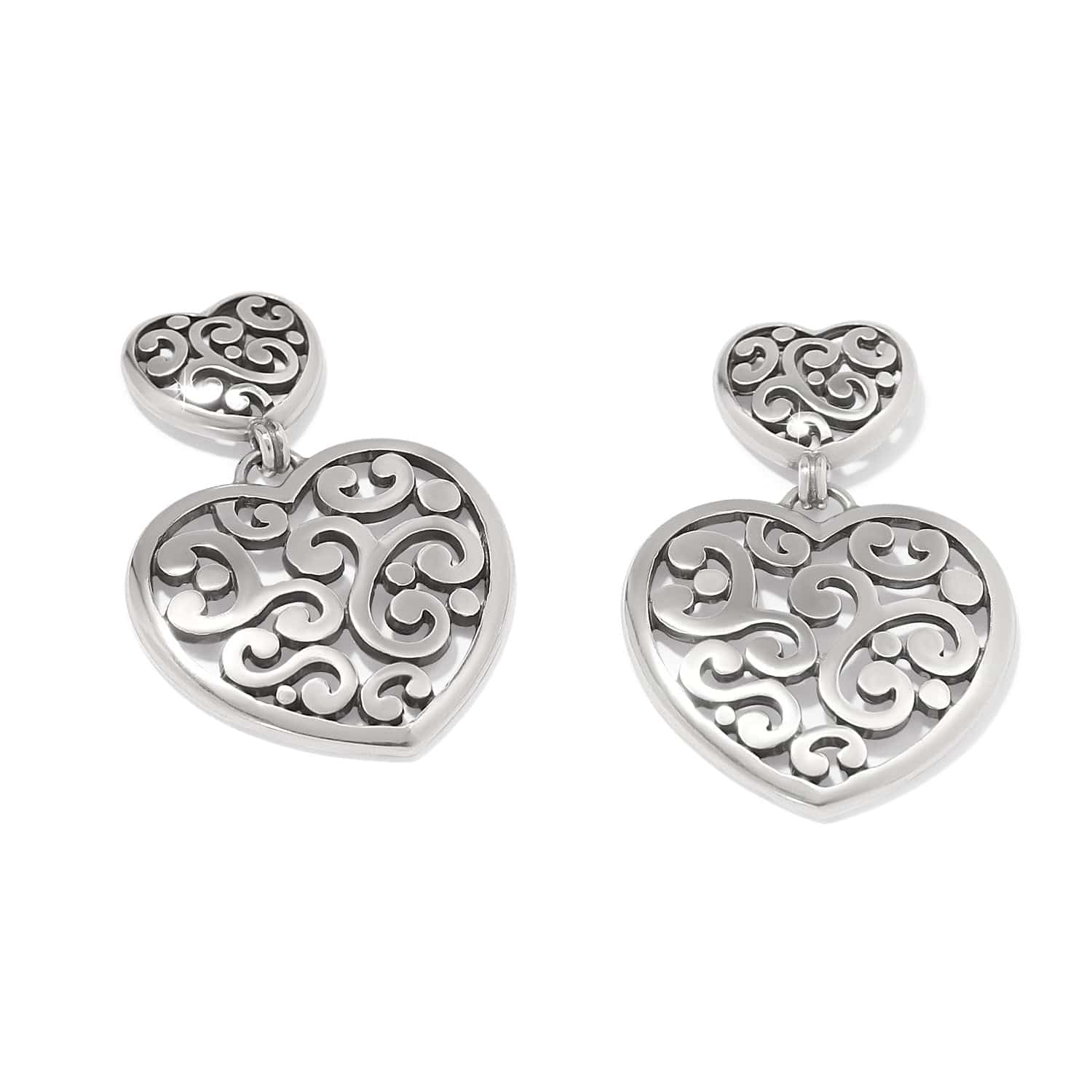Contempo Heart Double Post Drop Earrings silver 4
