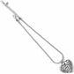 Brighton heart pendant necklace with silver-plated scroll and dot design on snake chain on a white background