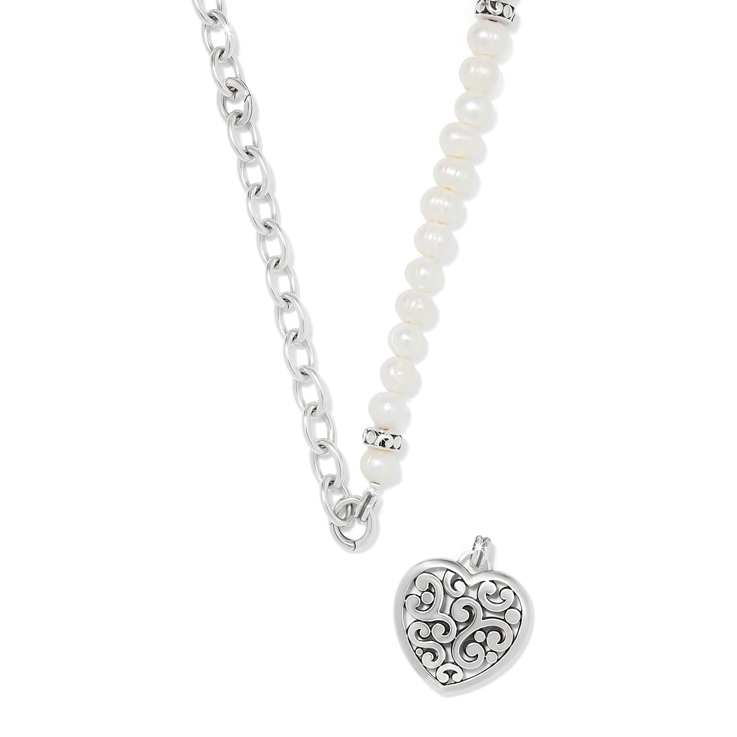 Contempo Heart Pearl Charm Necklace silver-pearl 2