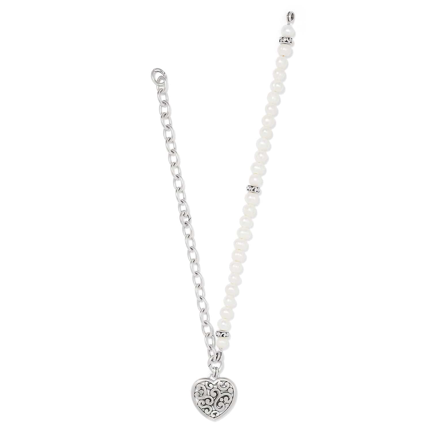 Contempo Heart Pearl Charm Necklace silver-pearl 3