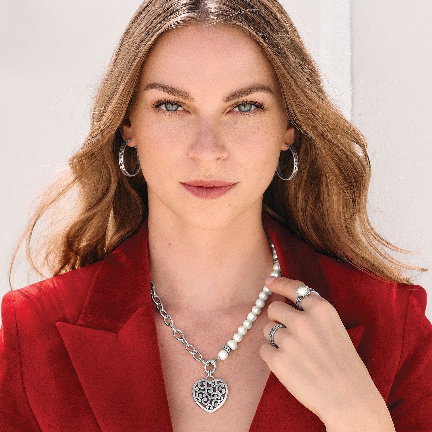 Contempo Heart Pearl Charm Necklace silver-pearl 7