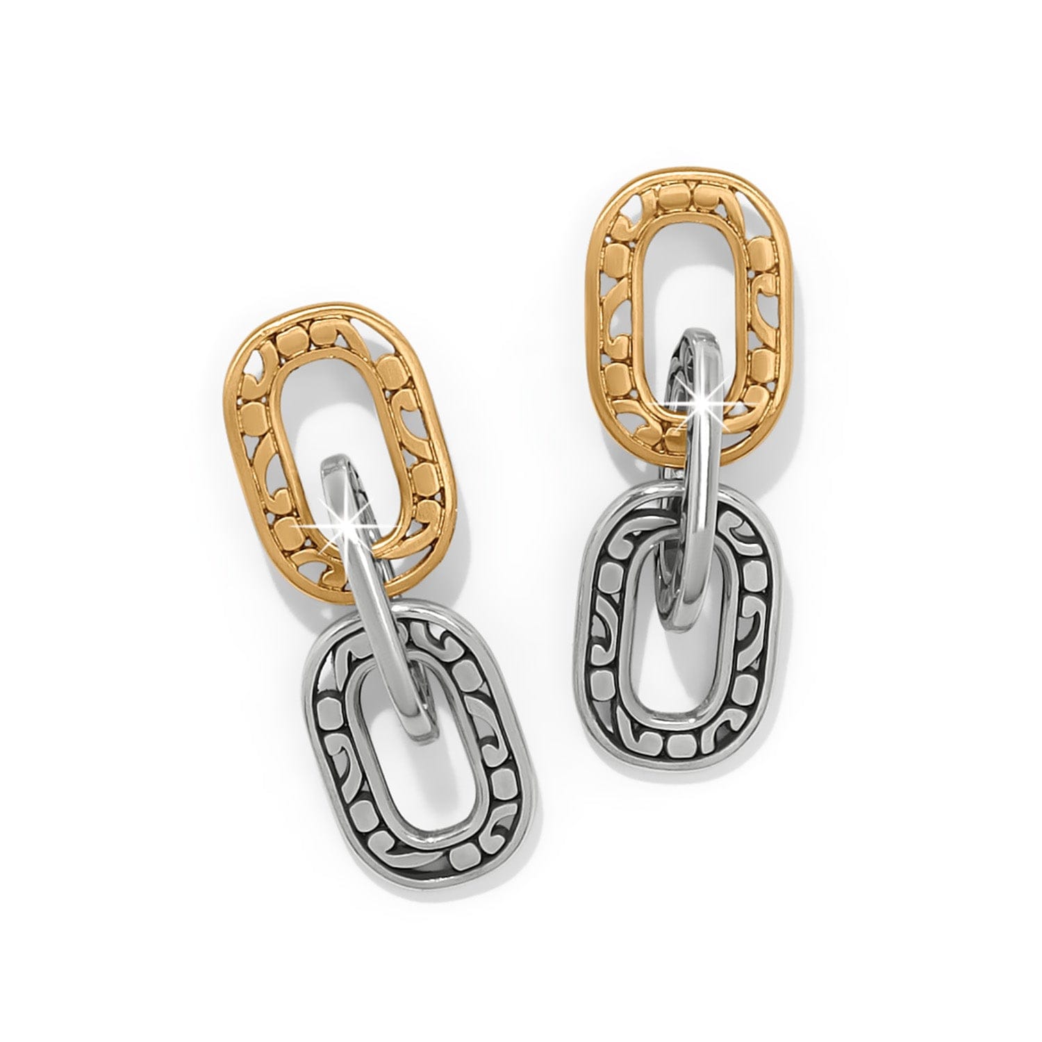 Contempo Linx Duo Post Drop Earrings silver-gold 1