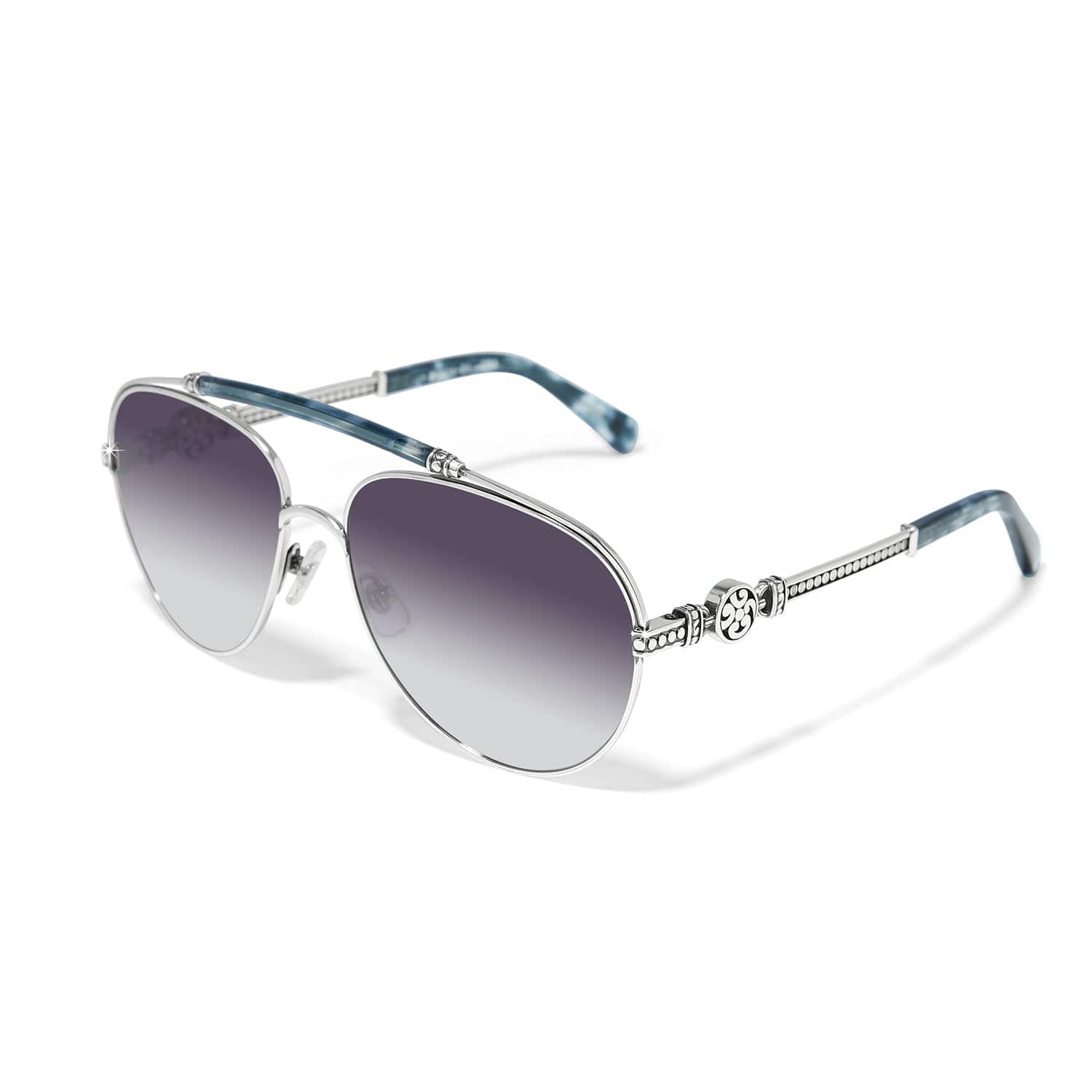 Contempo Medallion Aviator Sunglasses silver-blue 1