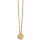Brighton pendant necklace with gold-plated round medallion featuring openwork scroll design and delicate chain on a white background