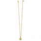 Brighton pendant necklace with gold-plated chain and small round openwork medallion charm on a white background