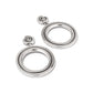 Brighton drop earrings with silver-plated open hoops and spiral post accents on a white background