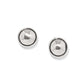 Brighton stud earrings with polished silver-plated dome centers and rounded bezel frames on a white background