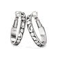 Brighton hoop earrings with silver-tone openwork scroll design and polished finish on a white background