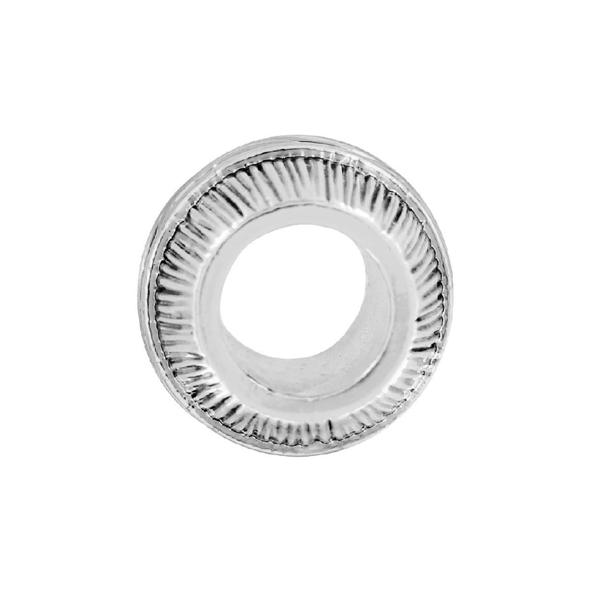 Brighton round fluted product with silver-plated finish and ribbed outer rim shown from above on a white background