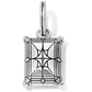 Brighton charm with silver-plated rectangular pendant featuring etched geometric facet pattern and split ring on a white background