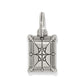 Brighton charm with silver-plated rectangular pendant featuring engraved geometric crosshatch design and bail loop on a white background