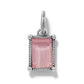 Brighton charm pendant with rectangular pink crystal in silver-plated rope-textured frame and bail on a white background