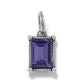 Brighton charm pendant with rectangular purple crystal in silver-plated rope-textured frame and bail on a white background