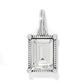 Brighton charm pendant with rectangular crystal in silver-plated rope-textured frame and bail on a white background