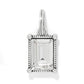 Brighton charm pendant with rectangular crystal in silver-plated rope-textured frame and bail on a white background