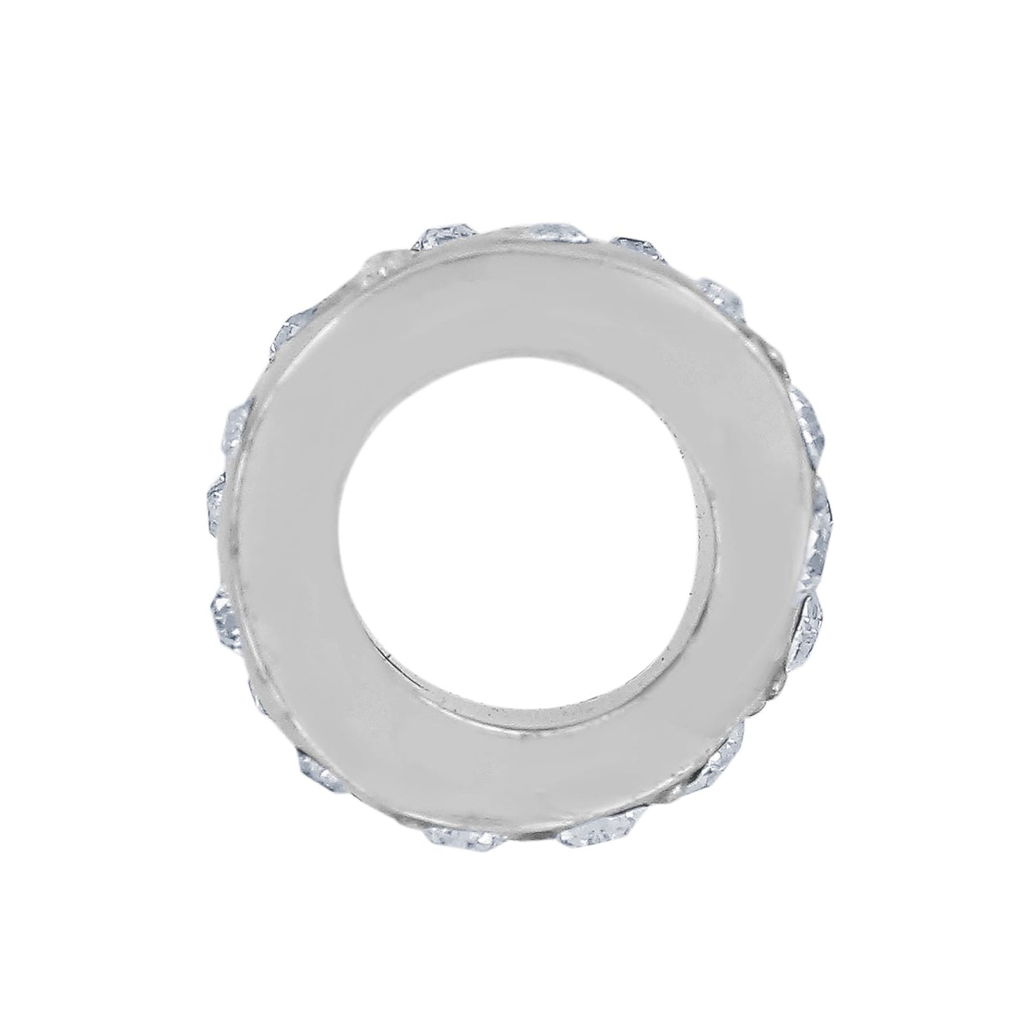 Brighton ring shown from the side with silver-plated band and crystal accents around the edge on a white background