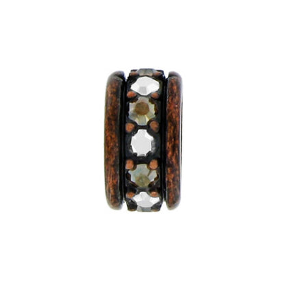 Brighton spacer charm with copper-tone finish and row of clear crystal accents around the center on a white background