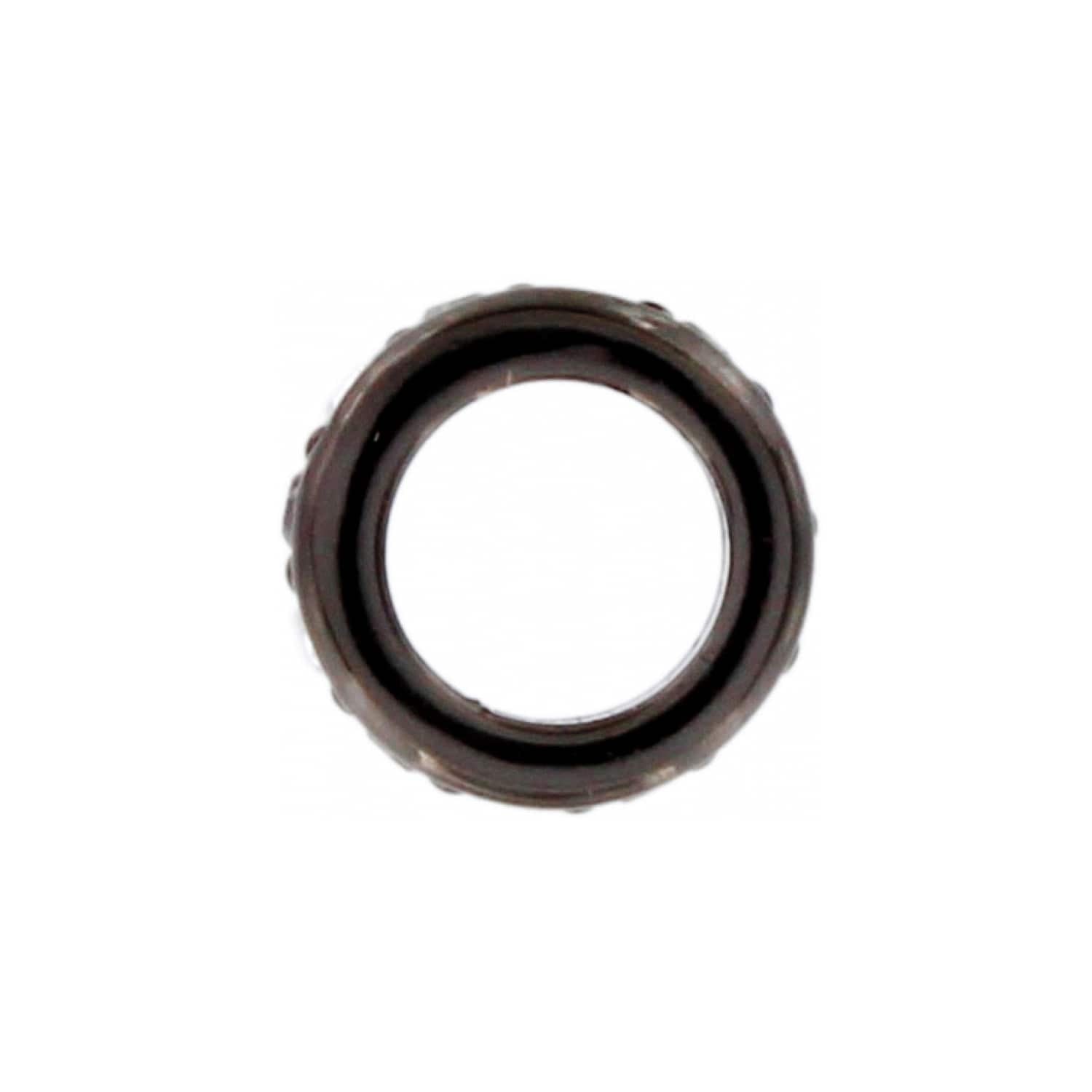 Brighton ring with dark brown ribbed textured band shown from a top-down angle on a white background