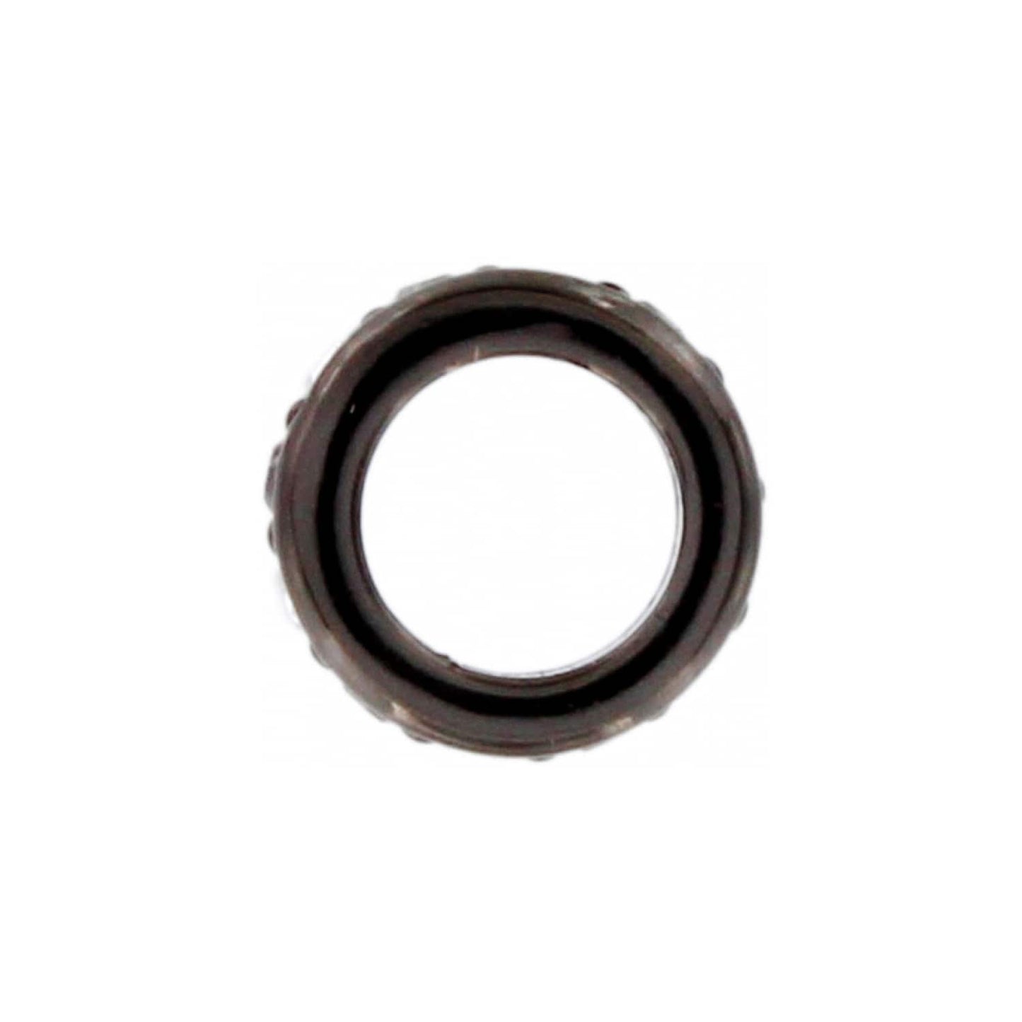Brighton ring with dark brown ribbed textured band shown from a top-down angle on a white background