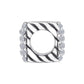 Brighton silver-plated square bead charm with diagonal rope texture and crystal-lined edges on a white background