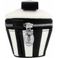 Brighton cupcake-shaped zippered trinket case with black and white striped body and engraved silver-tone charm on a white background