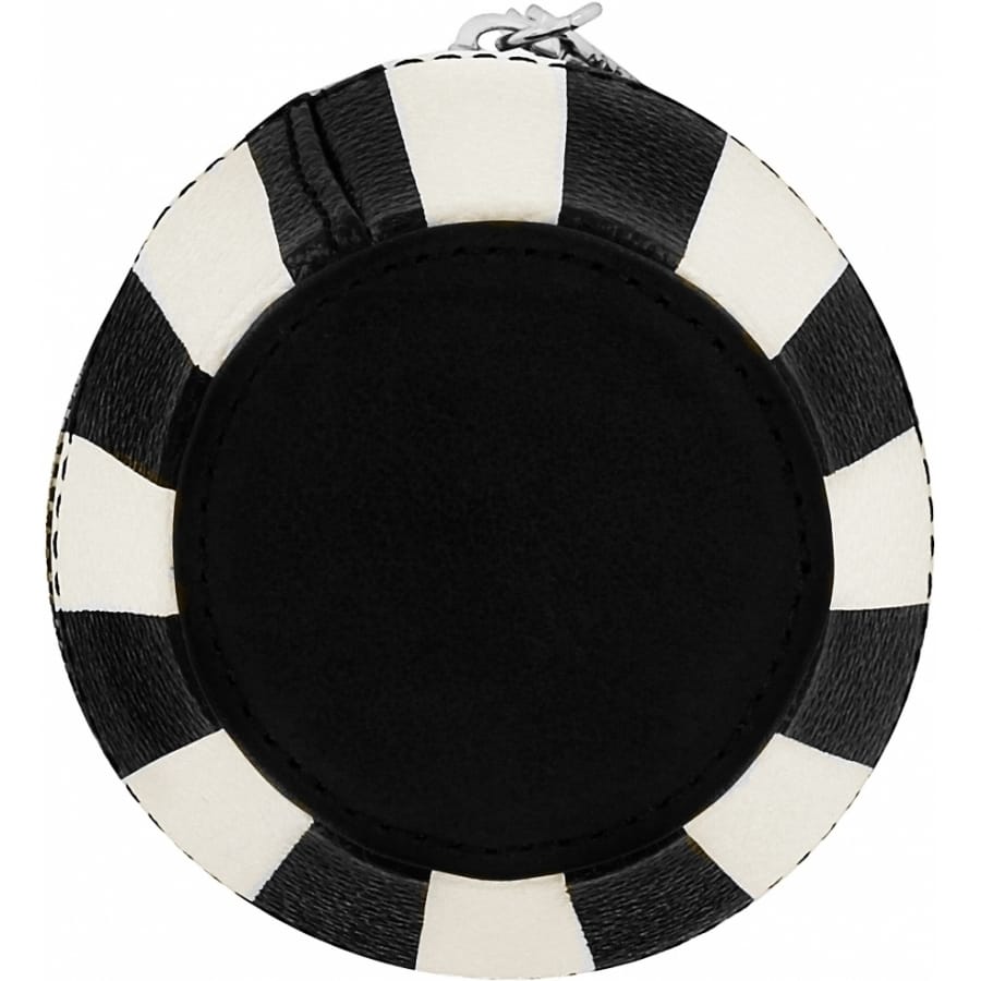 Brighton coin pouch with black and white checkered edge design and circular center panel on a white background